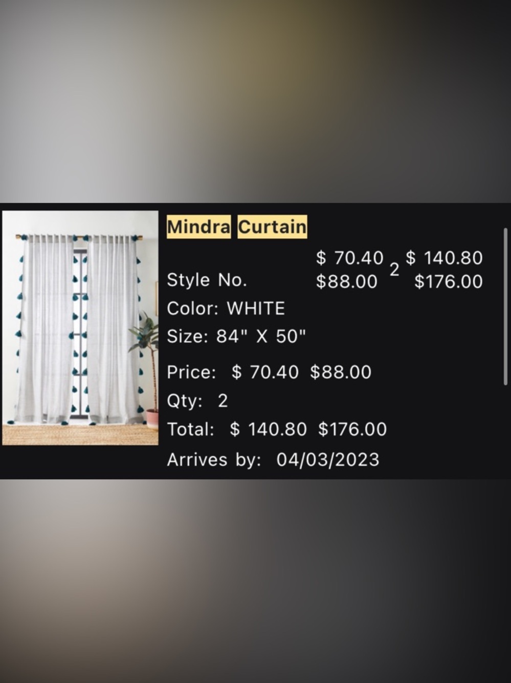 2 PANELS Anthro Striped Mindra Curtain in White - Picture 4 of 5